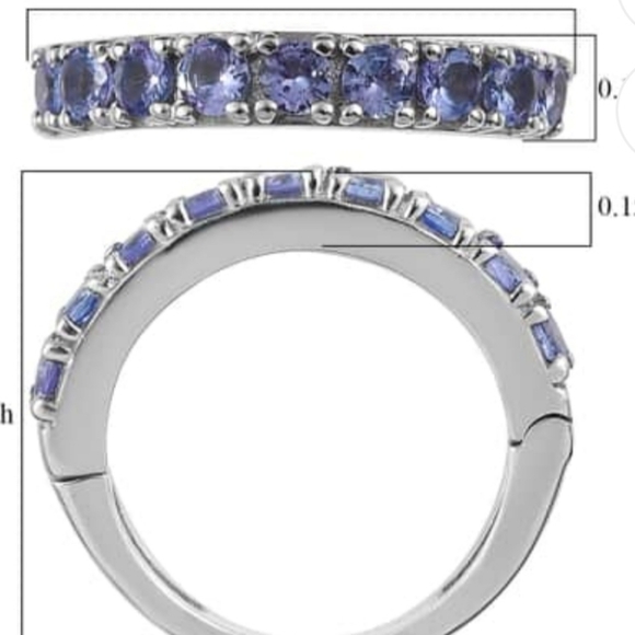 Genuine Tanzanite Ring Platinum over Sterling Silver Sz 5!  Arthritis Shank - Picture 7 of 11
